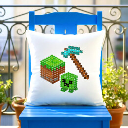 Klockowy świat z kropek - dzień kropki - poduszka na prezent - inspirowane Minecraftem