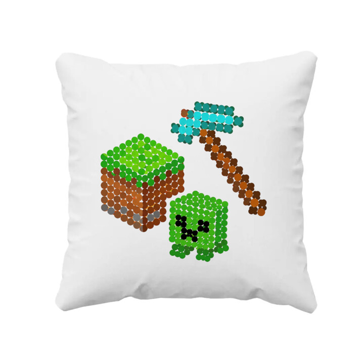 Klockowy świat z kropek - dzień kropki - poduszka na prezent - inspirowane Minecraftem