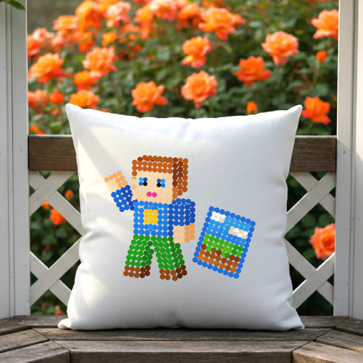 Klockowy gracz z kropek - dzień kropki - poduszka na prezent - inspirowane Robloxem