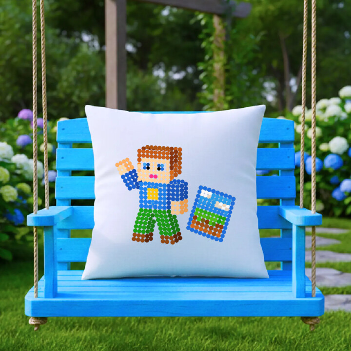 Klockowy gracz z kropek - dzień kropki - poduszka na prezent - inspirowane Robloxem