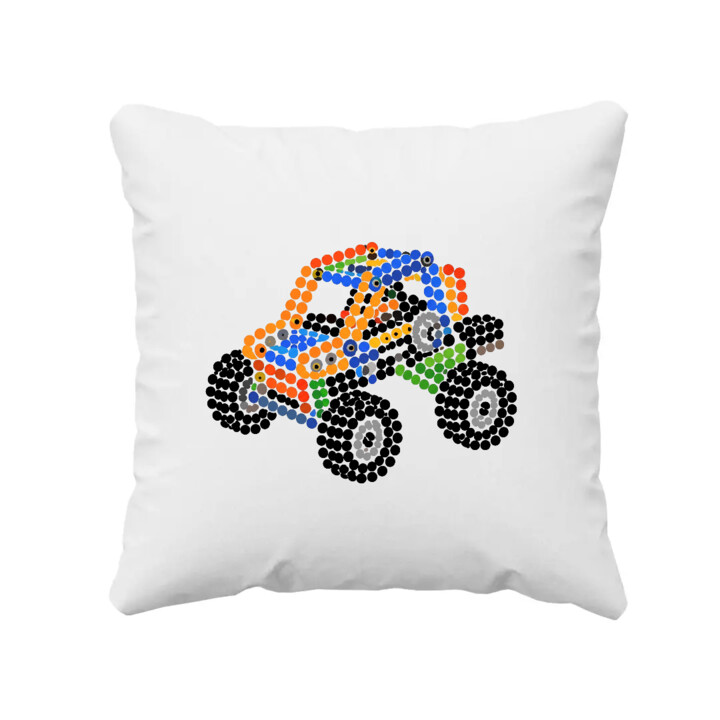 Auto z klocków z kropek - dzień kropki - poduszka na prezent - inspirowane LEGO Technic