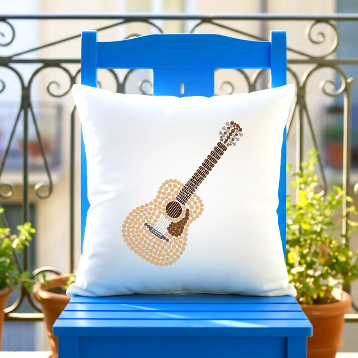 Gitara akustyczna z kropek - dzień kropki - poduszka na prezent