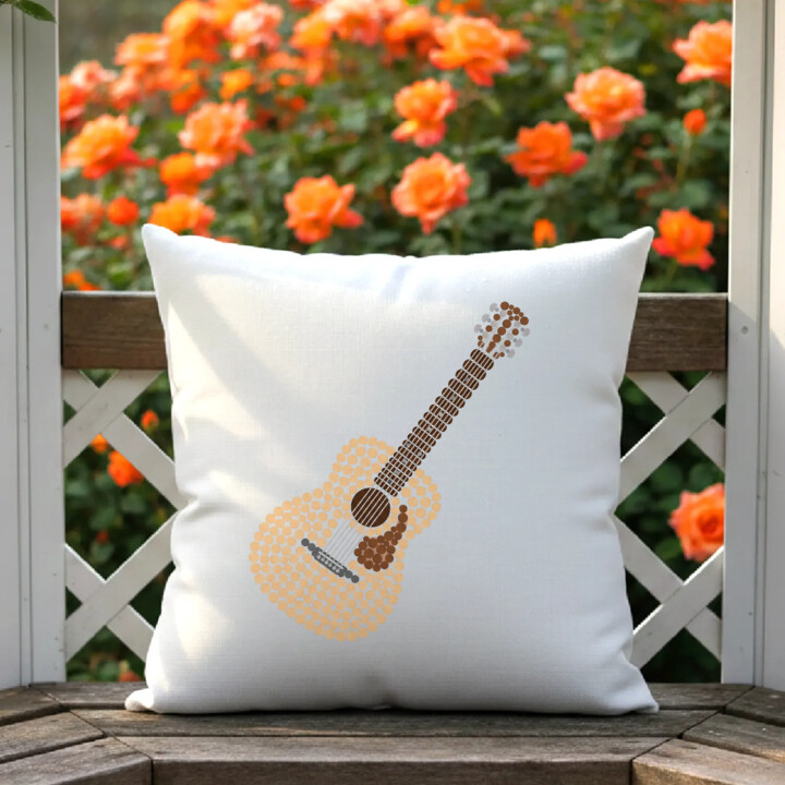 Gitara akustyczna z kropek - dzień kropki - poduszka na prezent