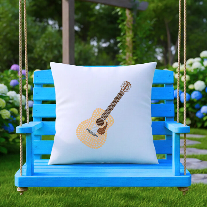 Gitara akustyczna z kropek - dzień kropki - poduszka na prezent