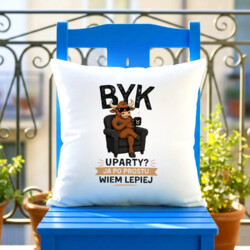 Byk uparty ja po prostu wiem lepiej - poduszka na prezent