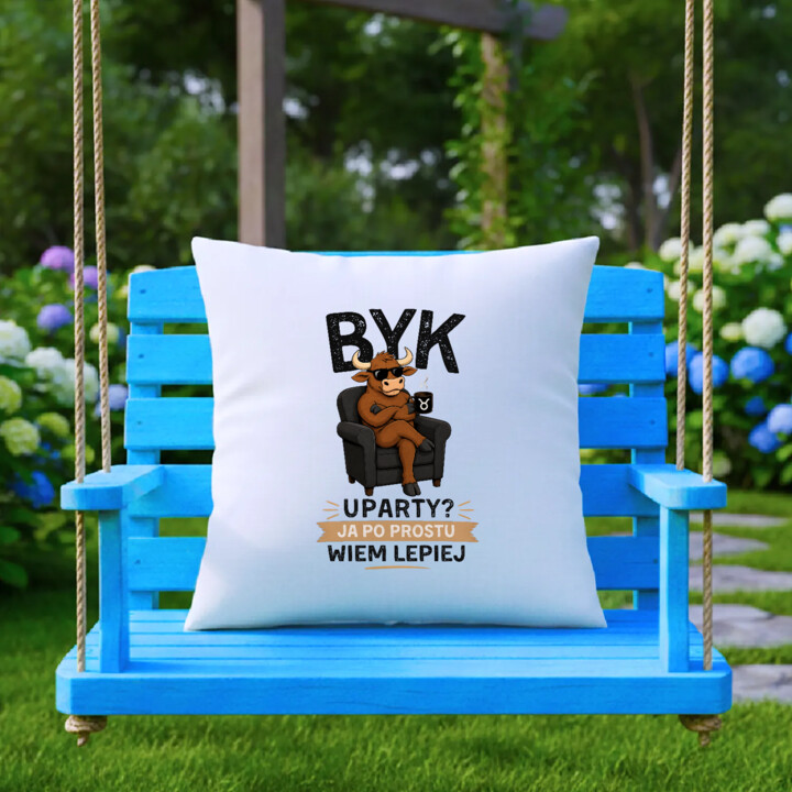 Byk uparty ja po prostu wiem lepiej - poduszka na prezent