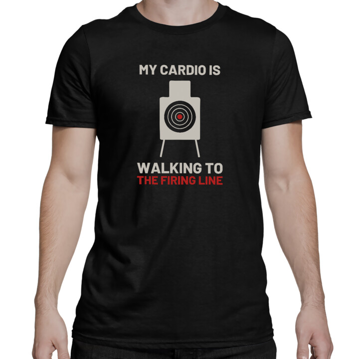My cardio is walking to the firing line - męska koszulka dla strzelca