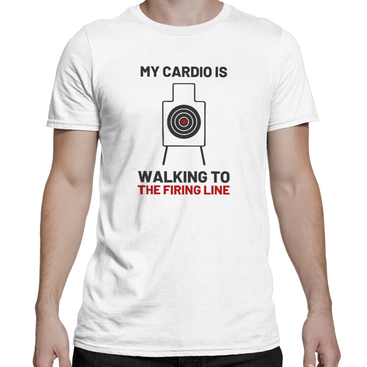 My cardio is walking to the firing line - męska koszulka dla strzelca