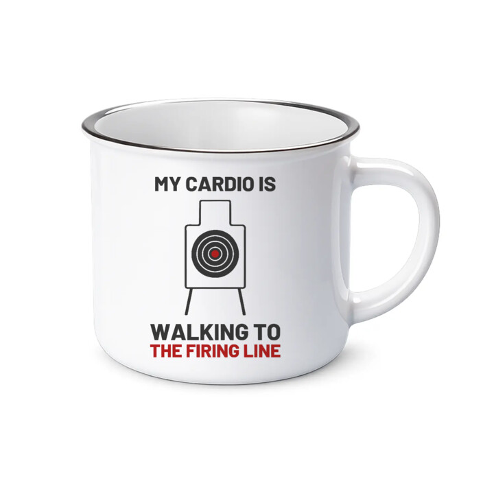 My cardio is walking to the firing line - kubek emaliowany dla strzelca