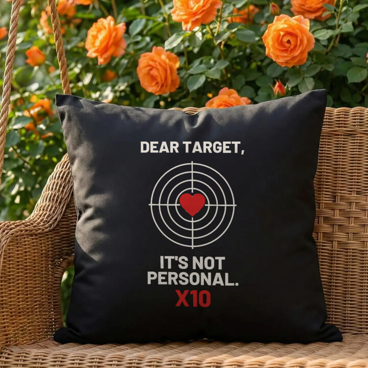 Dear target, it's not personal - czarna poduszka dla strzelca