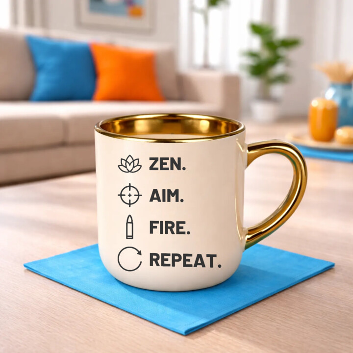 Zen. Aim. Fire. Repeat. - kubek elegancki dla strzelca