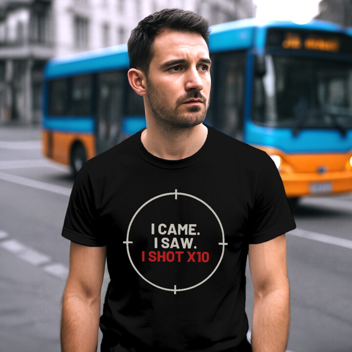 I came. I saw. I shot X10 - męska koszulka dla strzelca