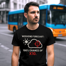 Weekend forecast: 100% chance of X10 - męska koszulka dla strzelca