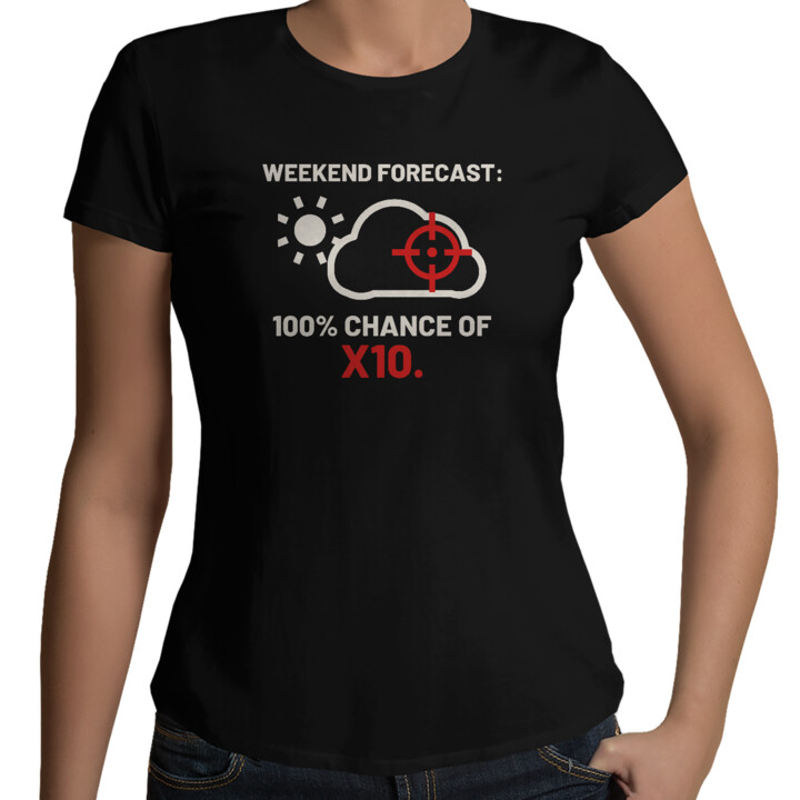 Weekend forecast: 100% chance of X10 - damska koszulka dla strzelca