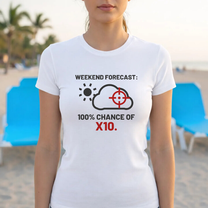 Weekend forecast: 100% chance of X10 - damska koszulka dla strzelca