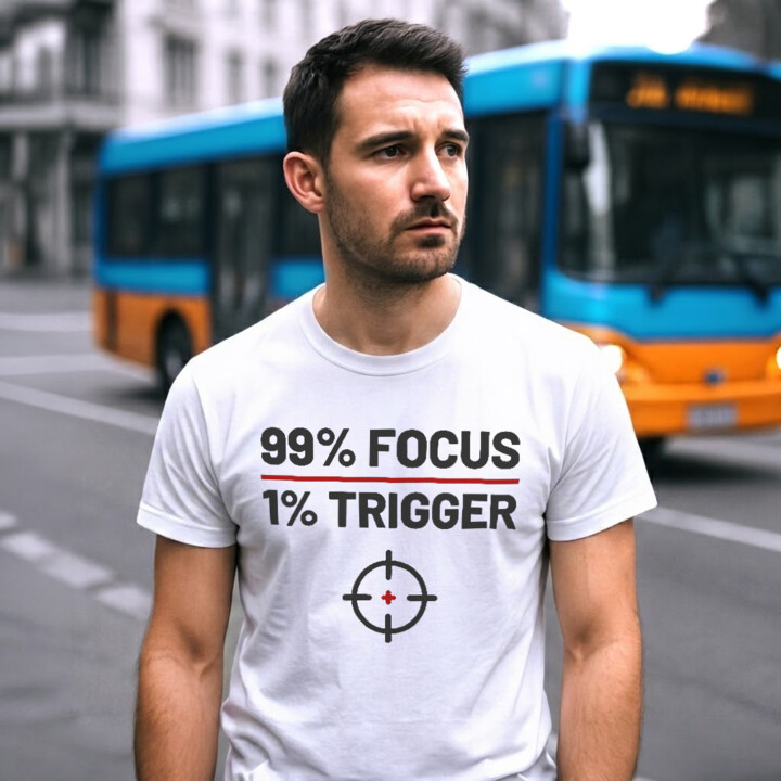 99% focus, 1% trigger - męska koszulka dla strzelca