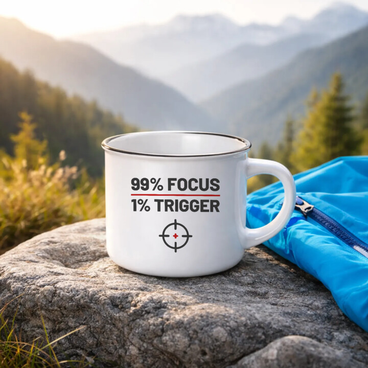 99% focus, 1% trigger - kubek emaliowany dla strzelca