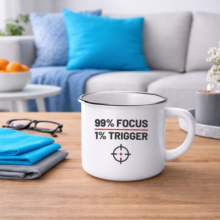 99% focus, 1% trigger - kubek emaliowany dla strzelca
