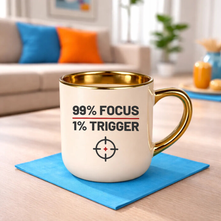 99% focus, 1% trigger - kubek elegancki dla strzelca