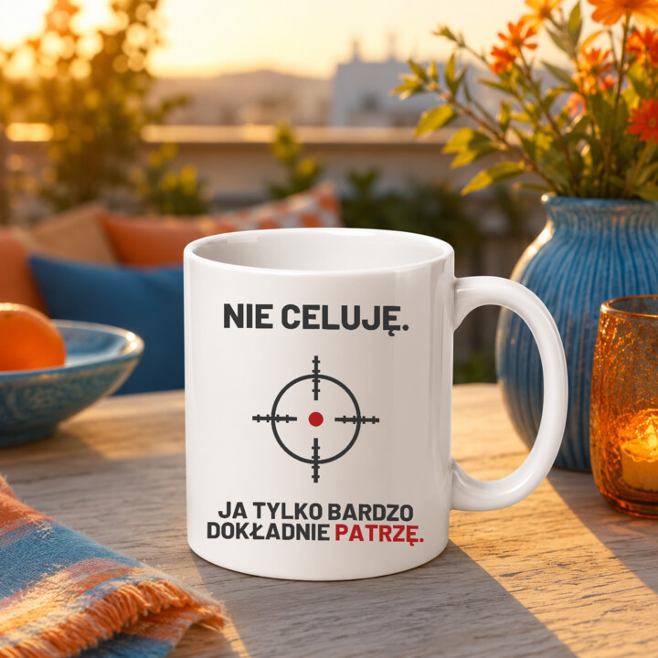 Nie celuję, ja tylko bardzo dokładnie patrzę - kubek dla strzelca