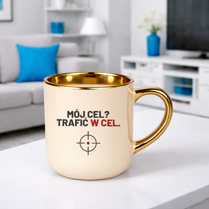 Mój cel? Trafić w cel - kubek elegancki dla strzelca