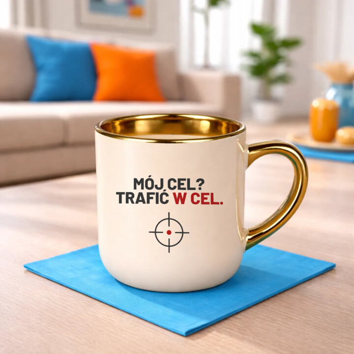 Mój cel? Trafić w cel - kubek elegancki dla strzelca