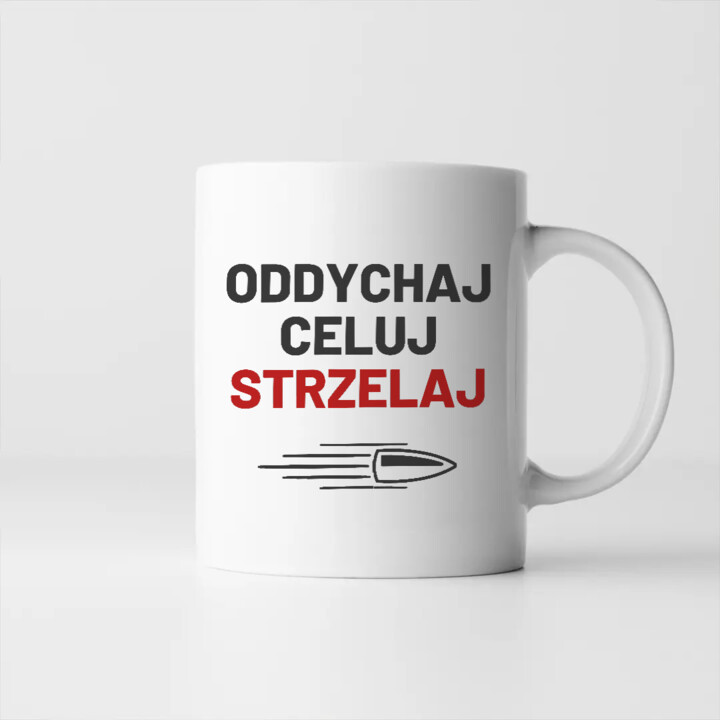 Oddychaj, celuj, strzelaj - kubek dla strzelca