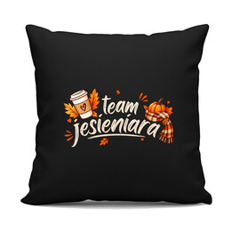 Team jesieniara - czarna poduszka na prezent