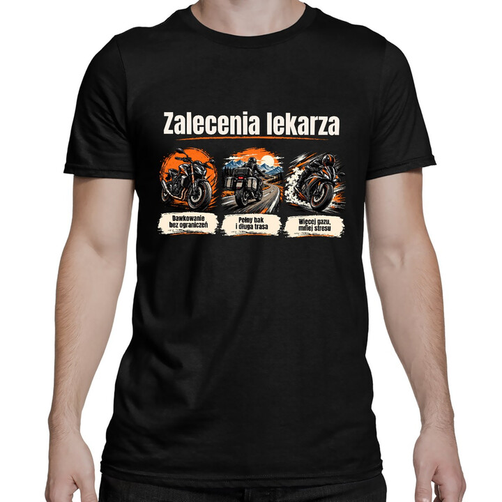 Zalecenia lekarza dla motocyklisty - męska koszulka na prezent