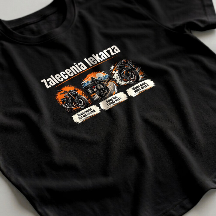 Zalecenia lekarza dla motocyklisty - męska koszulka na prezent