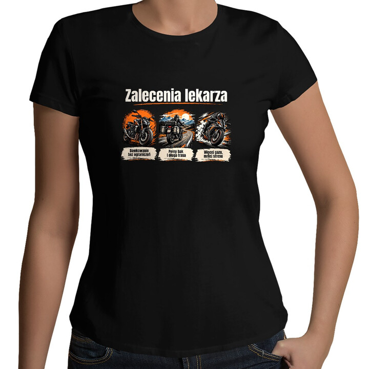 Zalecenia lekarza dla motocyklisty - damska koszulka na prezent