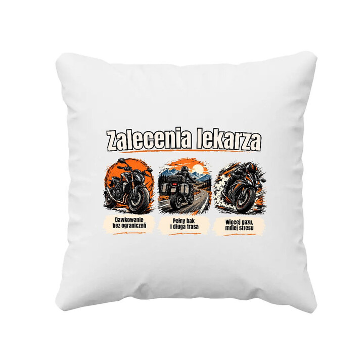 Zalecenia lekarza dla motocyklisty - poduszka na prezent