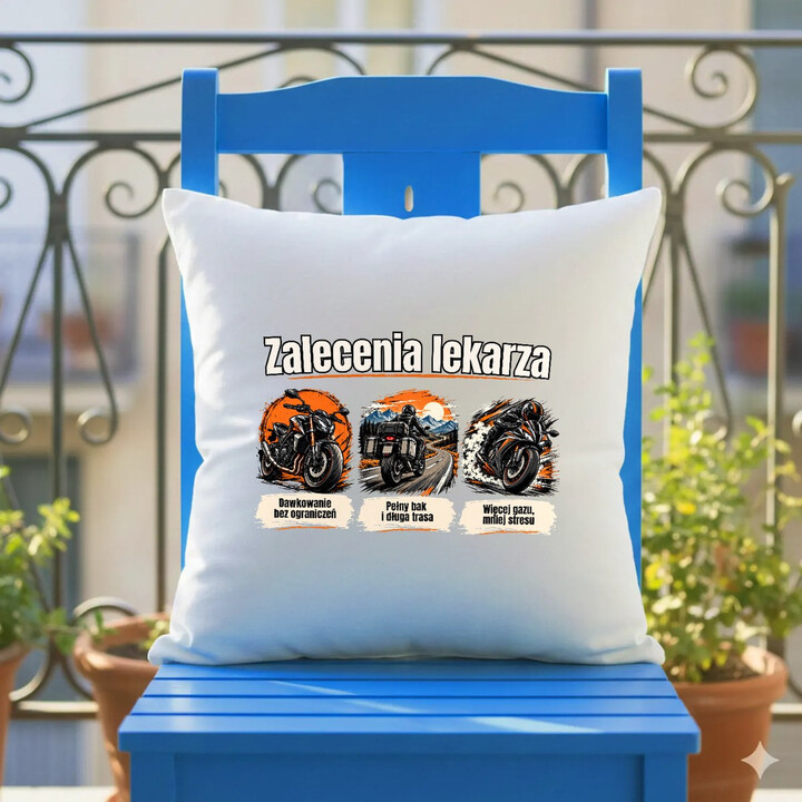 Zalecenia lekarza dla motocyklisty - poduszka na prezent
