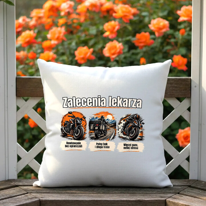 Zalecenia lekarza dla motocyklisty - poduszka na prezent
