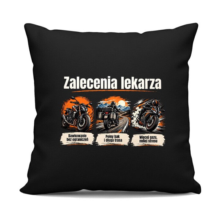 Zalecenia lekarza dla motocyklisty - czarna poduszka na prezent