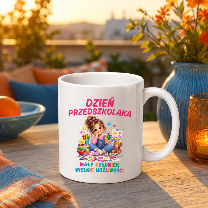 Mały człowiek wielkie możliwości - dzień przedszkolaka - kubek dla dziewczynki na prezent