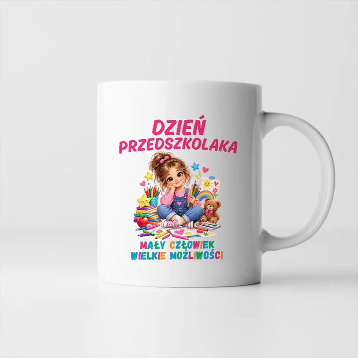 Mały człowiek wielkie możliwości - dzień przedszkolaka - kubek dla dziewczynki na prezent