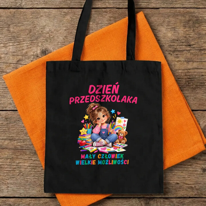 Mały człowiek wielkie możliwości - dzień przedszkolaka - torba dla dziewczynki na prezent