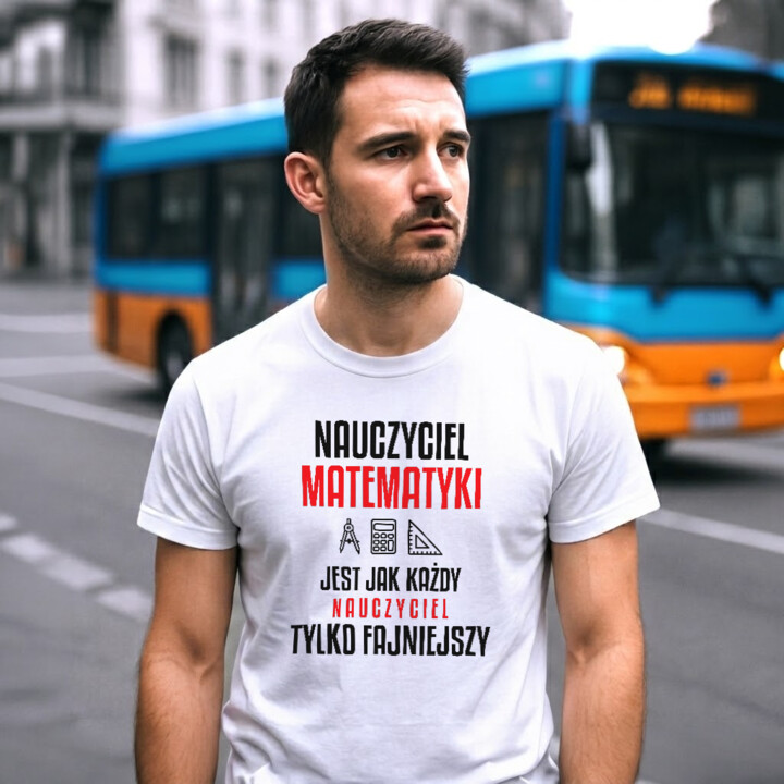 Nauczyciel matematyki jest jak każdy nauczyciel, tylko fajniejszy - męska koszulka na prezent dla nauczyciela