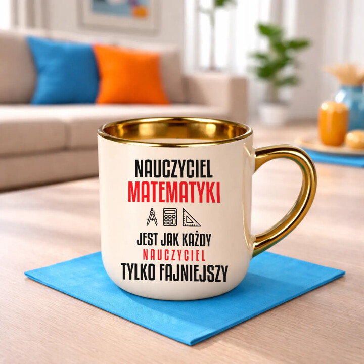 Nauczyciel matematyki jest jak każdy nauczyciel, tylko fajniejszy - kubek elegancki na prezent dla nauczyciela