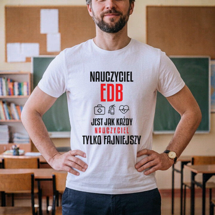 Nauczyciel EDB jest jak każdy nauczyciel, tylko fajniejszy - męska koszulka na prezent dla nauczyciela