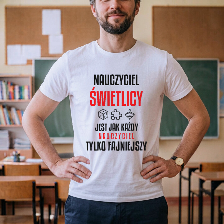Nauczyciel świetlicy jest jak każdy nauczyciel, tylko fajniejszy - męska koszulka na prezent dla nauczyciela