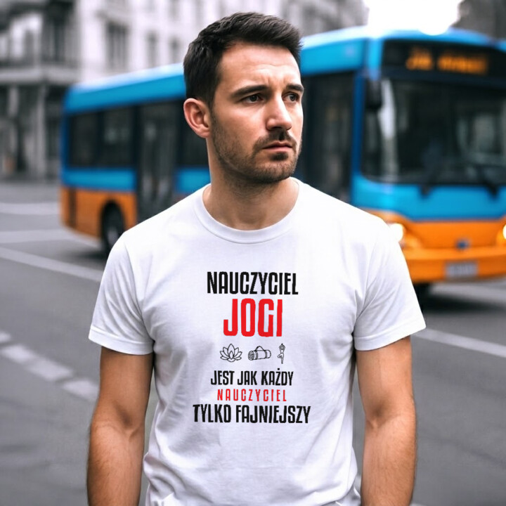 Nauczyciel jogi jest jak każdy nauczyciel, tylko fajniejszy - męska koszulka na prezent dla nauczyciela