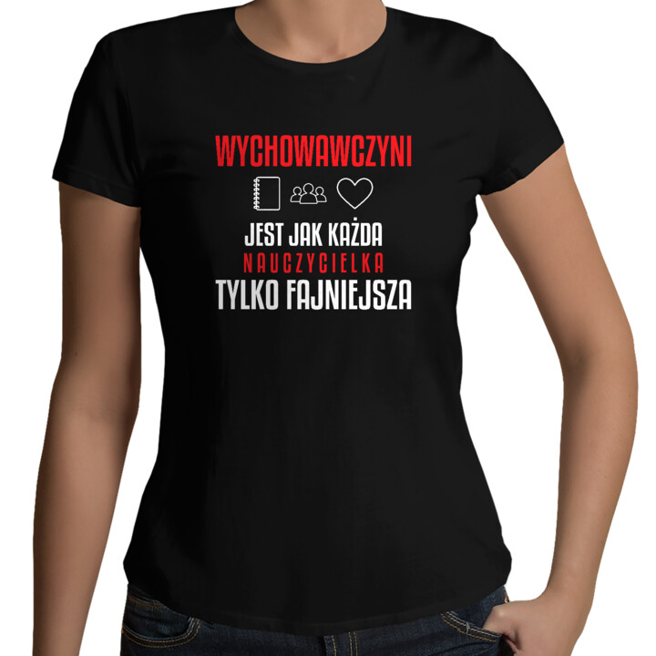 Wychowawczyni jest jak każda nauczycielka, tylko fajniejsza - damska koszulka na prezent dla nauczycielki
