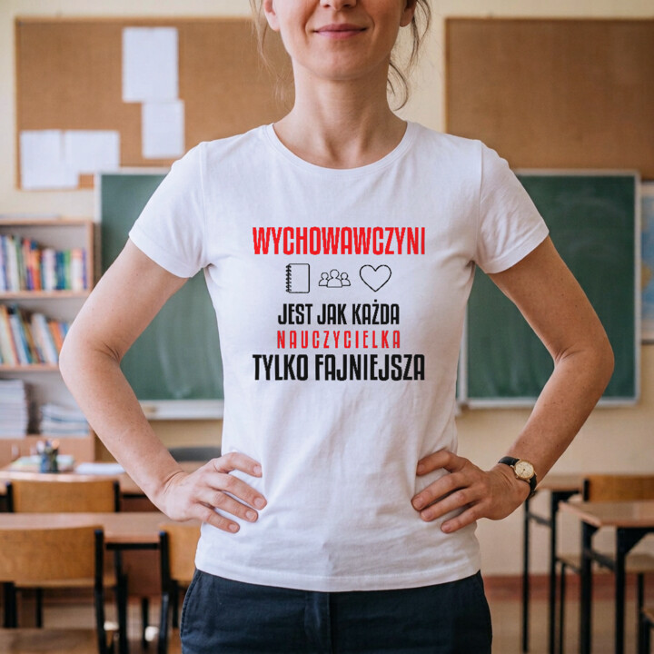 Wychowawczyni jest jak każda nauczycielka, tylko fajniejsza - damska koszulka na prezent dla nauczycielki
