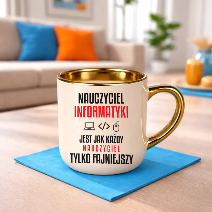 Nauczyciel informatyki jest jak każdy nauczyciel, tylko fajniejszy - kubek elegancki na prezent dla nauczyciela