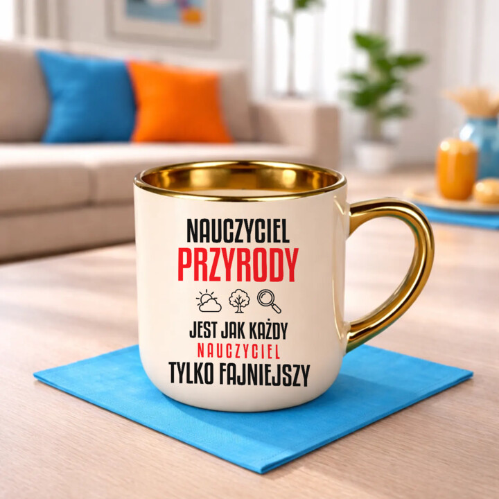 Nauczyciel przyrody jest jak każdy nauczyciel, tylko fajniejszy - kubek elegancki na prezent dla nauczyciela