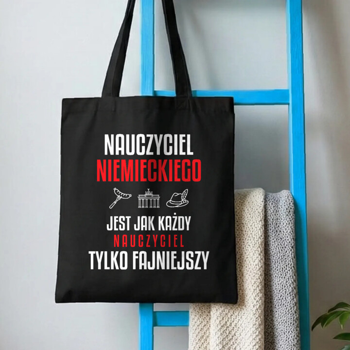 Nauczyciel niemieckiego jest jak każdy nauczyciel, tylko fajniejszy - torba na prezent dla nauczyciela
