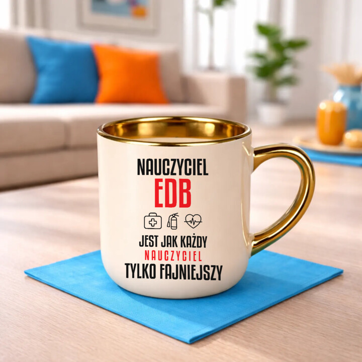 Nauczyciel EDB jest jak każdy nauczyciel, tylko fajniejszy - kubek elegancki na prezent dla nauczyciela
