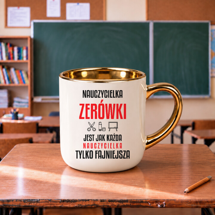 Nauczycielka zerówki jest jak każda nauczycielka, tylko fajniejsza - kubek elegancki na prezent dla nauczycielki